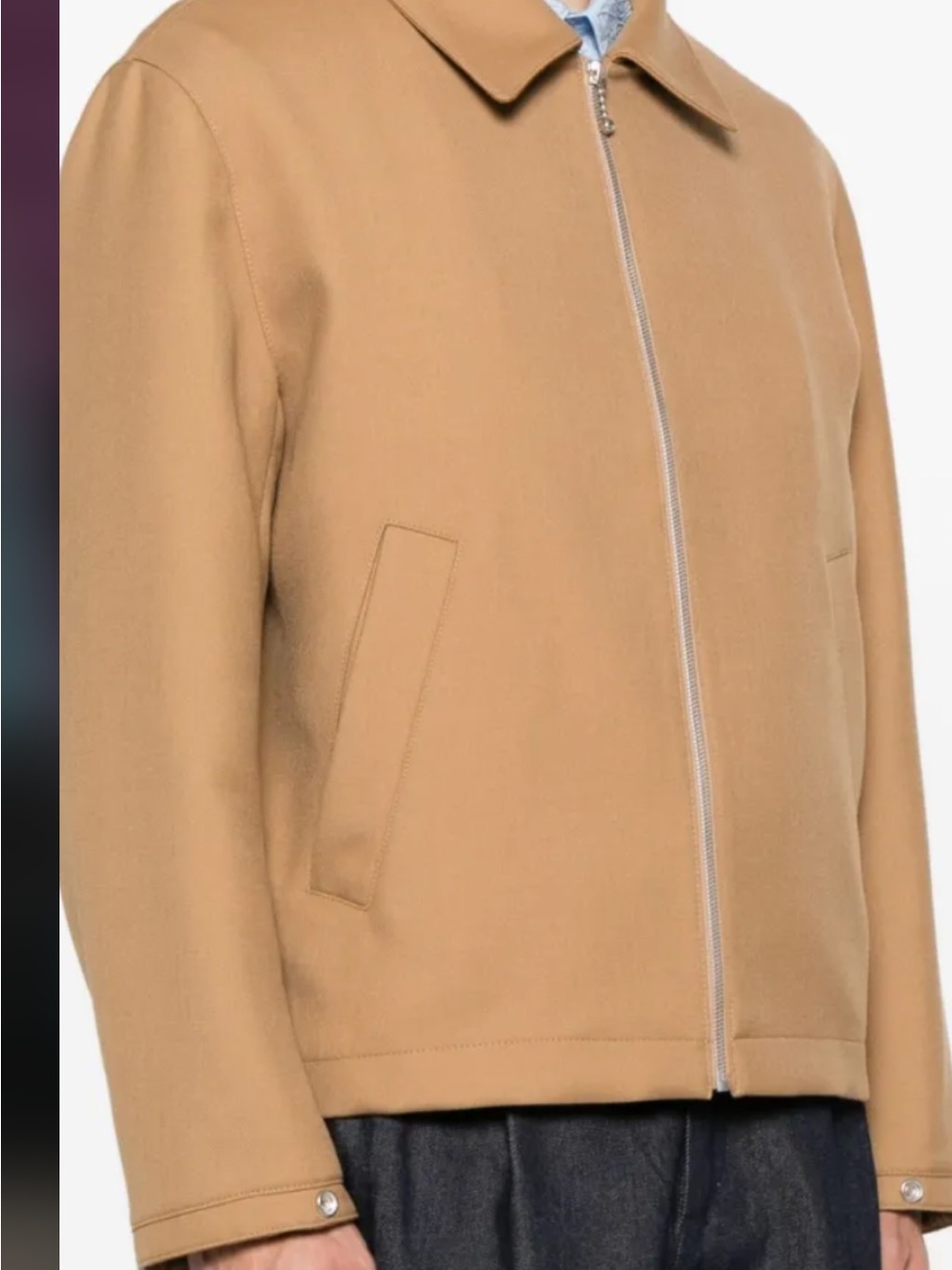 SANDRO Tan Zip-Up Collared Jacket - Picture 2 of 3